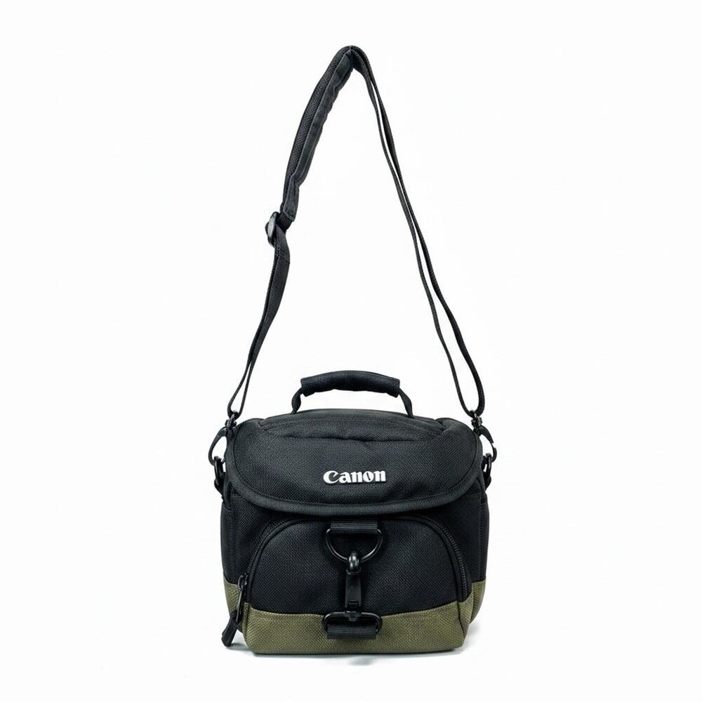 Canon Camera Bag Padded SLR Multi Strap Black & Green Carry Tote Shoulder Case